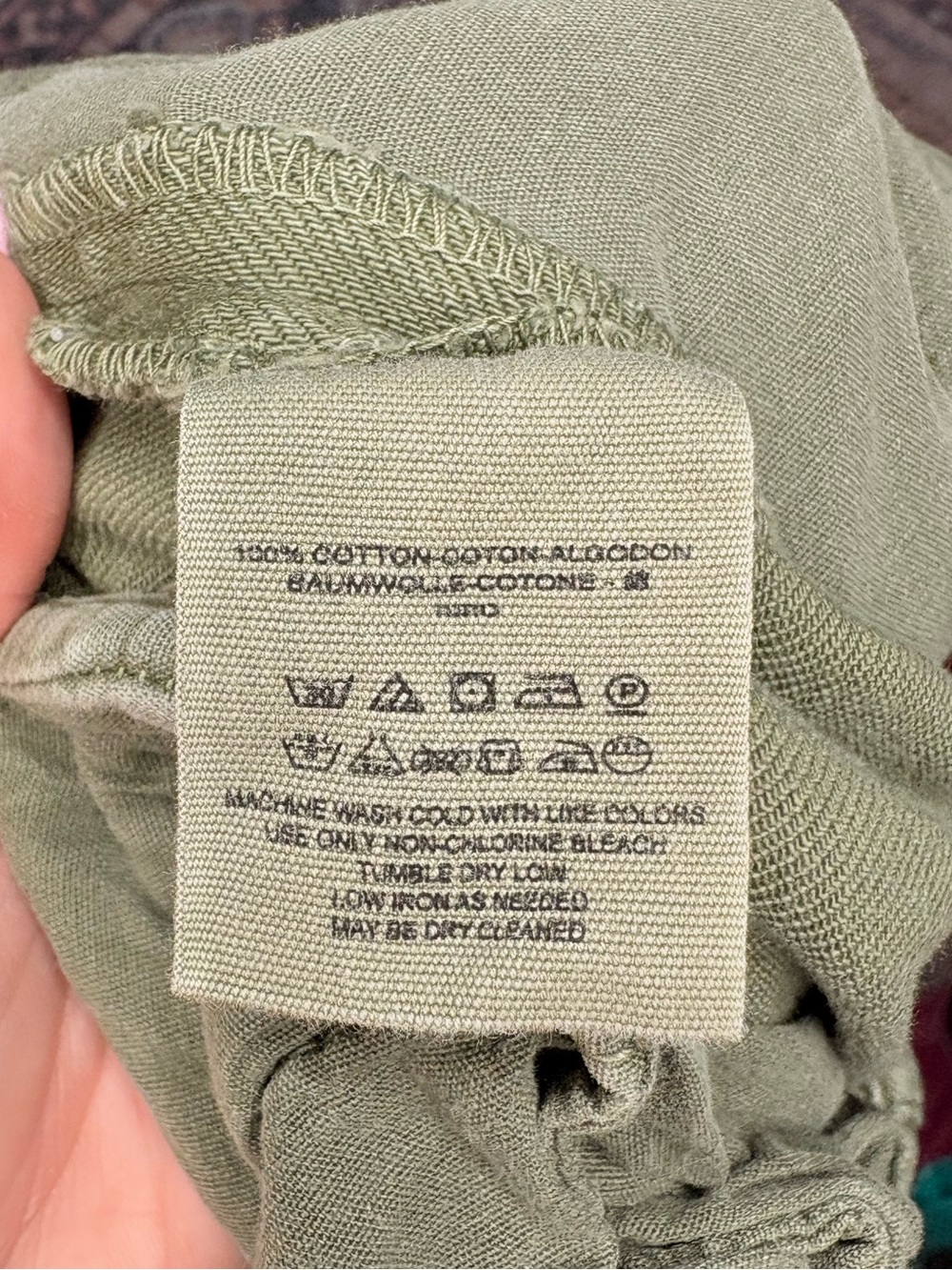 Free People Olive Green Wide Leg Cuffed Jeans cotton Pants size 26 - Picture 11 of 14